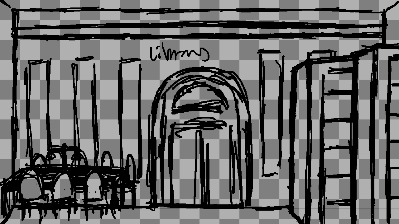 The sketch for the town's local library
