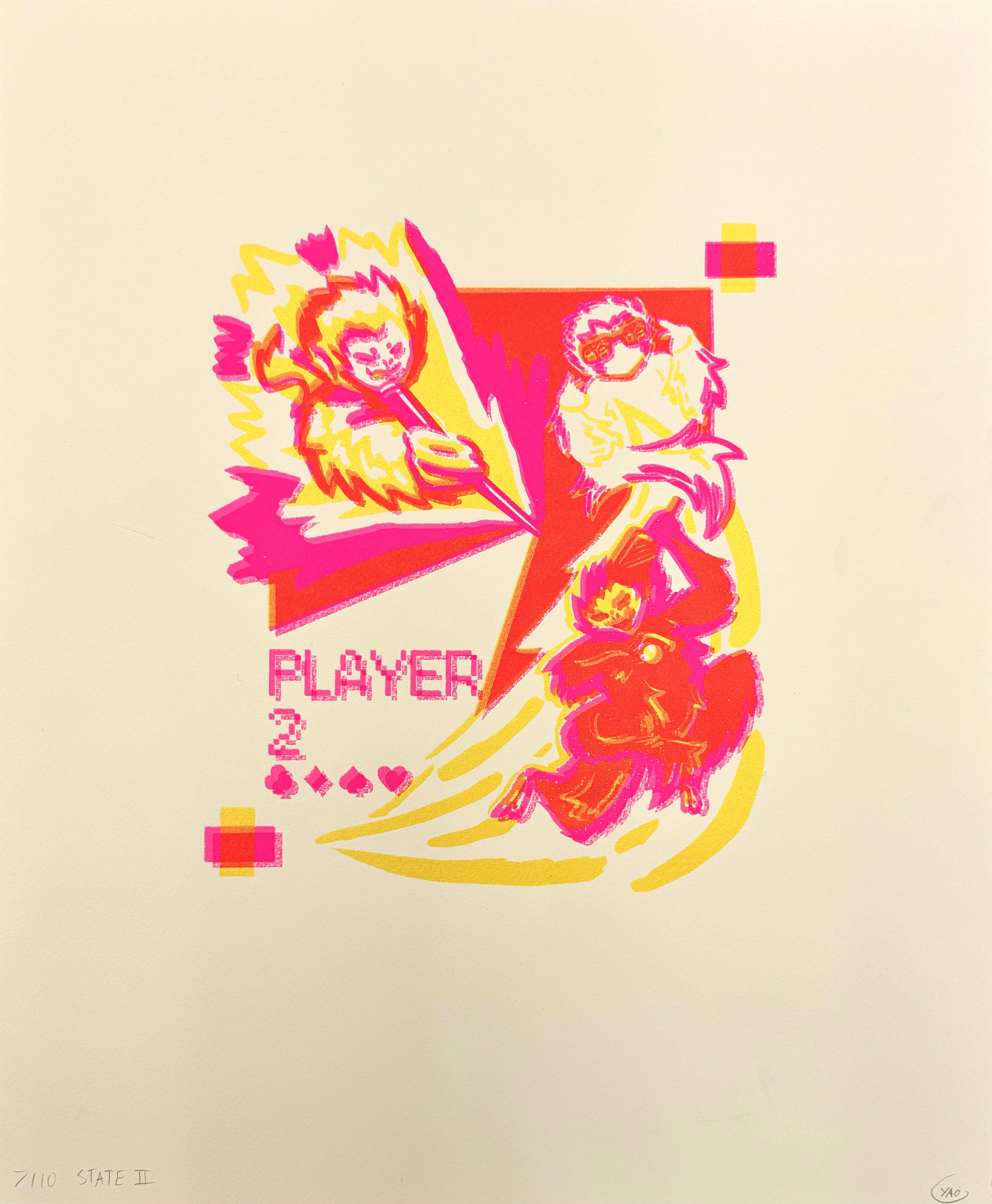 An alternative version of Ready Player 2 where the pink layer of the print unintentially blurred during the printing process making the final result have an out-of-focus effect.