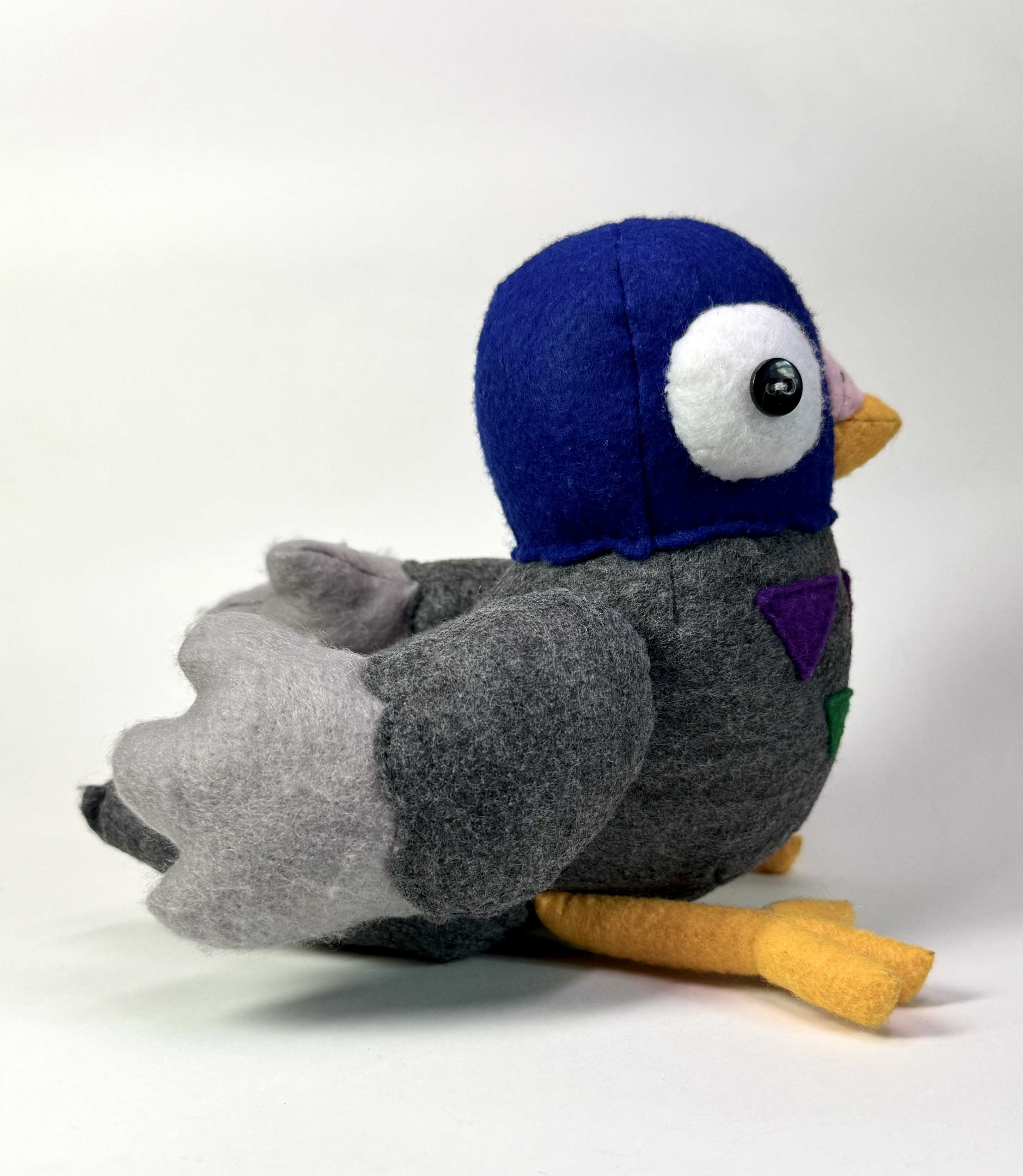 Right view of the Pippin the Pigeon stuffed animal