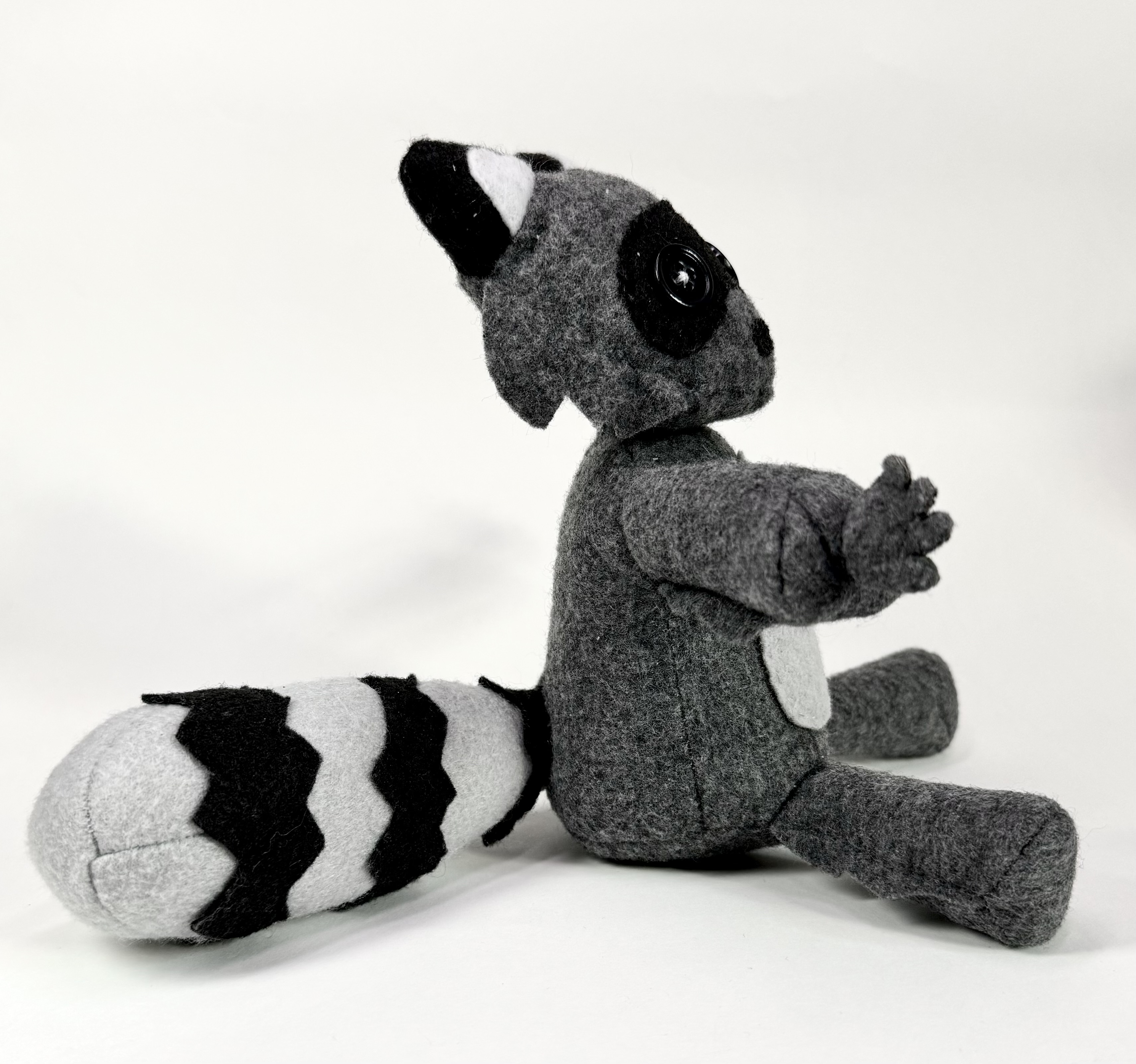 Right view of the Ringo the Raccoon stuffed animal
